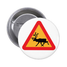 Caution Reindeer Swedish Traffic Sign Pin