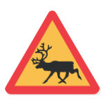 Caution Reindeer Swedish Traffic Sign