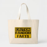 Caution Sign- Random Farts Yellow/Black Tote Bags
