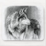 Cautious Eyes wolf mousepad