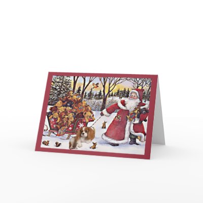 Cavalier King Charles Spaniel Christmas Card Bears