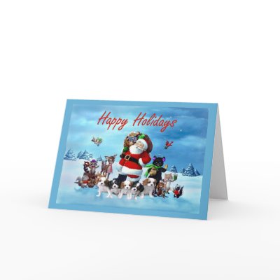 Cavalier King Charles Spaniel Christmas Santa Anim Card