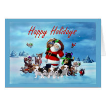 Cavalier King Charles Spaniel Christmas Santa Anim Card