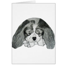 Cavalier King Charles Spaniel With Bone Greeting Cards