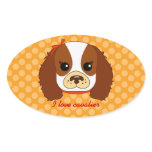 Cavalier Spaniel with bow Oval Sticker