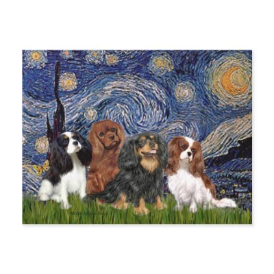 Cavaliers (four) - Starry Night Post Card