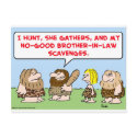 caveman hunt gather scavenge brother in law postcards