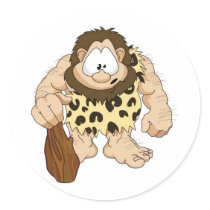 Caveman Round Stickers
