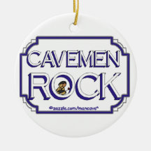 Cavemen Rock BW Christmas Ornaments