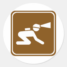 Caving Highway Sign Round Sticker