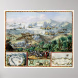 Cdr Binckes engages French Fleet at Tobago 1676 posters