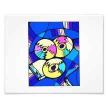 Cd's on blue background photo art