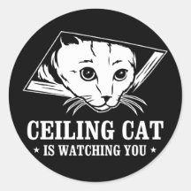 Ceiling Cat is Watching You Round Sticker