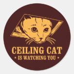 Ceiling Cat is Watching You Round Stickers