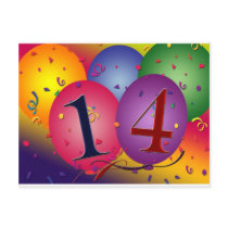 Celebrate 14th Birthday Post Card