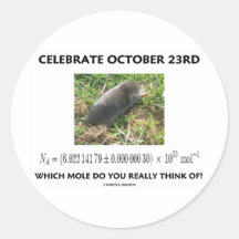 Celebrate October 23rd Which Mole Really Think Of? Round Stickers