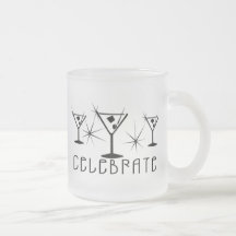 Celebrate - Retro Martinis - Black & White Coffee Mugs