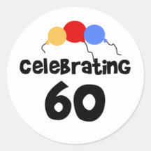 Celebrating 60 round stickers
