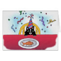 Celebration Cat Card (black & white, 'tuxedo' cat)