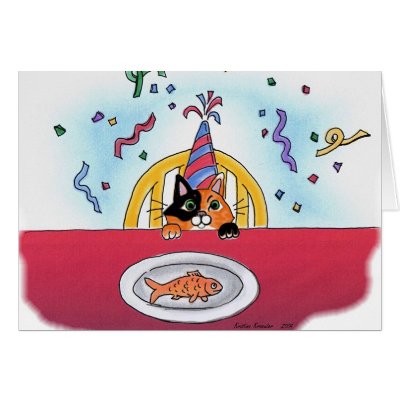 Celebration Cat Card (calico) by Classic_Cat