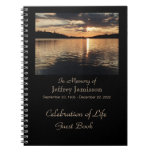 Celebration of Life Guest Book, Sunset at Lake Spiral Note Book