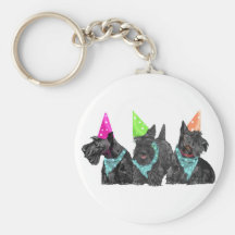Celebration Scotties in Party Hats Key Chains