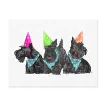 Celebration Scotties in Party Hats Post Cards