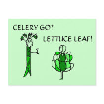 CELERY GO? LETTUCE LEAF! -postcard