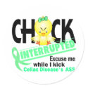Celiac Disease Chick Interrupted 2 stickers