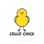 Cello Chick Round Stickers