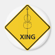 Cello Crossing Highway Sign Fridge Magnet