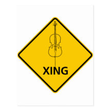 Cello Crossing Highway Sign Postcards