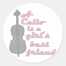 Cello Girl Round Sticker