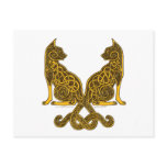celtic cats 6 bronze gold postcards