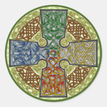 Celtic Cross 4-Colour Round Sticker