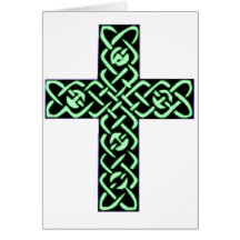 Celtic Cross 7 Green Greeting Cards