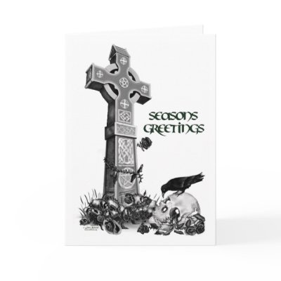 Celtic Cross and Raven Christmas Card by LisaKonrad