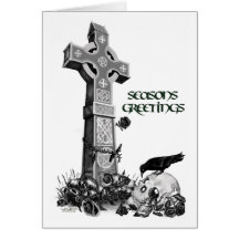 Celtic Cross and Raven Christmas Card