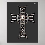 Celtic Cross & Skull (Silver) Print