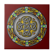 Celtic cross steel and leather ceramic tiles