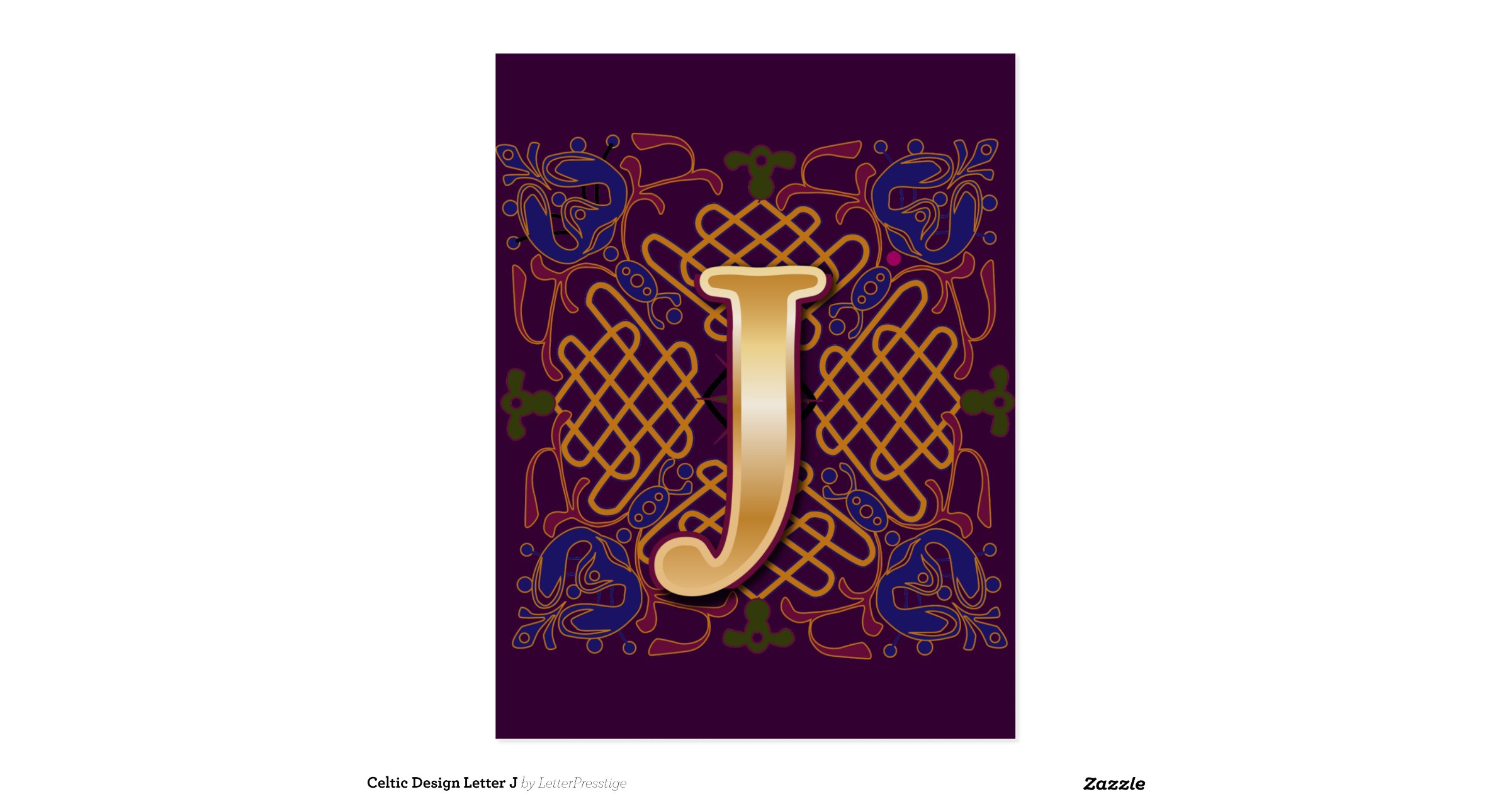 Celtic Design Letter J | Zazzle