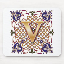 Celtic Design Letter V Mouse Pads