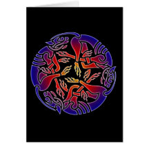 Celtic Dog Chase (rainbow version) Greeting Cards
