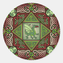 Celtic Dragon Labyrinth Round Stickers