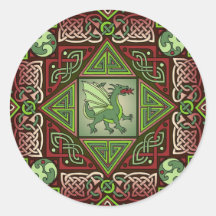 Celtic Dragon Labyrinth Round Stickers
