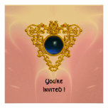 CELTIC HEART,  bright blue,pink violet gold Invitations