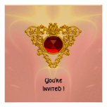 CELTIC HEART,  bright red,pink violet gold Personalized Invites