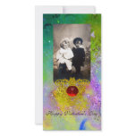 CELTIC HEART IN VIOLET,GREEN ,YELLOW GOLD SPARKLES PHOTO CARD TEMPLATE