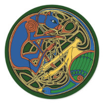 Celtic Hound & Bird Stickers, Green