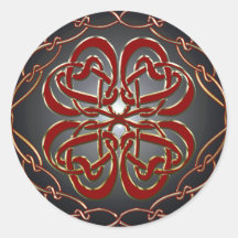 Celtic knot Hearts Round Sticker